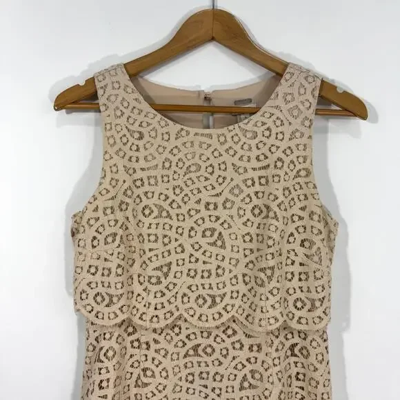 J. Crew Women’s Size 4 Small Cream Beige Lace Overlay Sleeveless Mini Dress - Picture 2 of 9